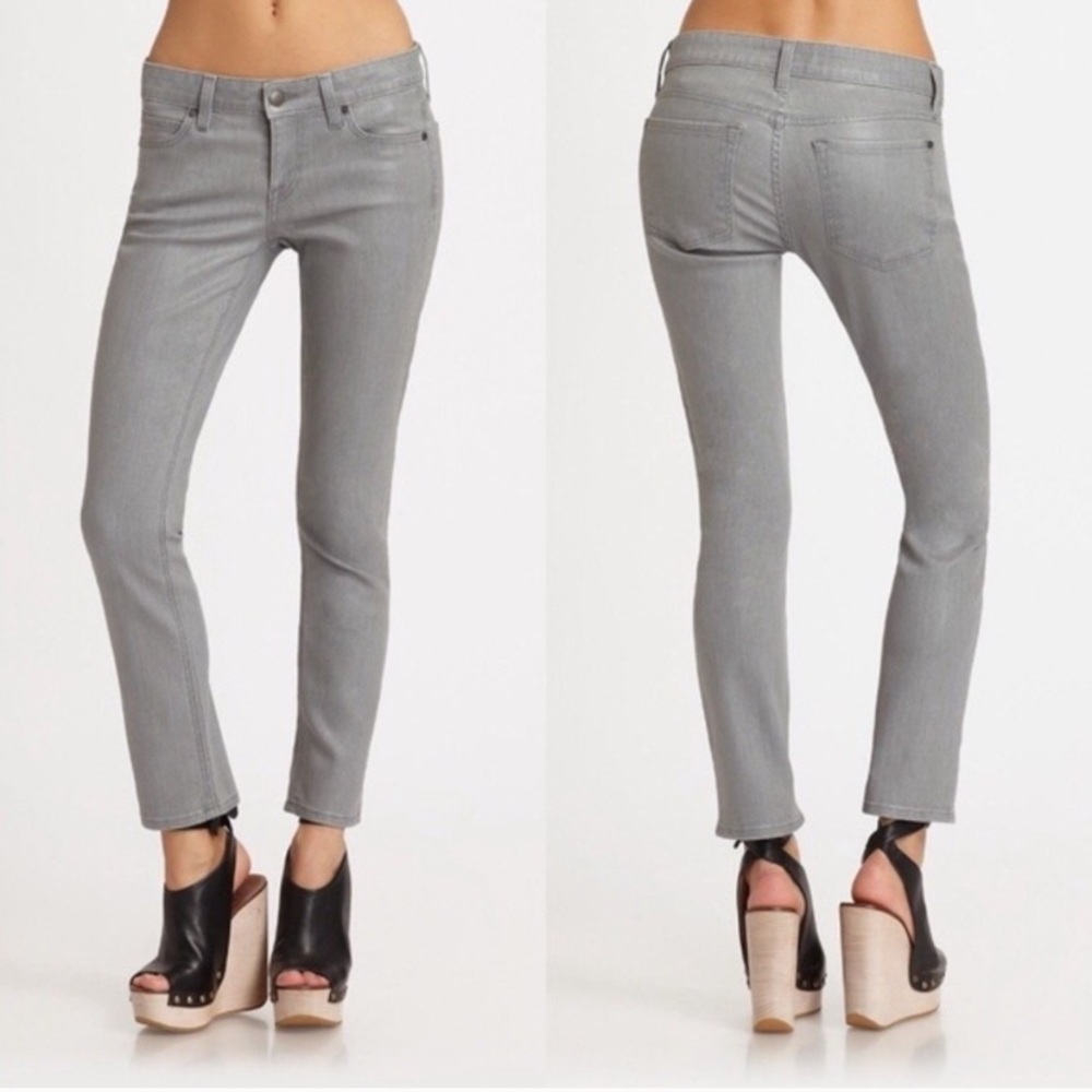Vince Skinny Waxed Crop Jean in Gray